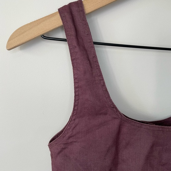 Araw linen burgundy sleeveless crop top X small - Picture 2 of 7